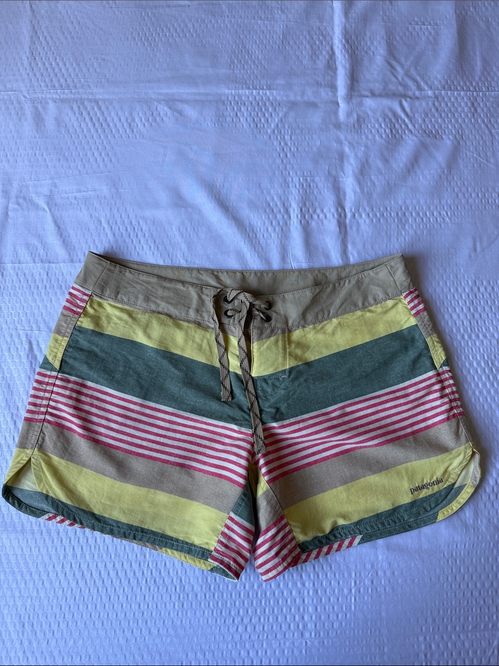 Patagonia Wavefarer® Board Shorts - 5"" Yellow, Green & Pink Striped Board✨